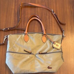 Dooney and Bourke Large Olive Nylon Satchel Crossbody Bag